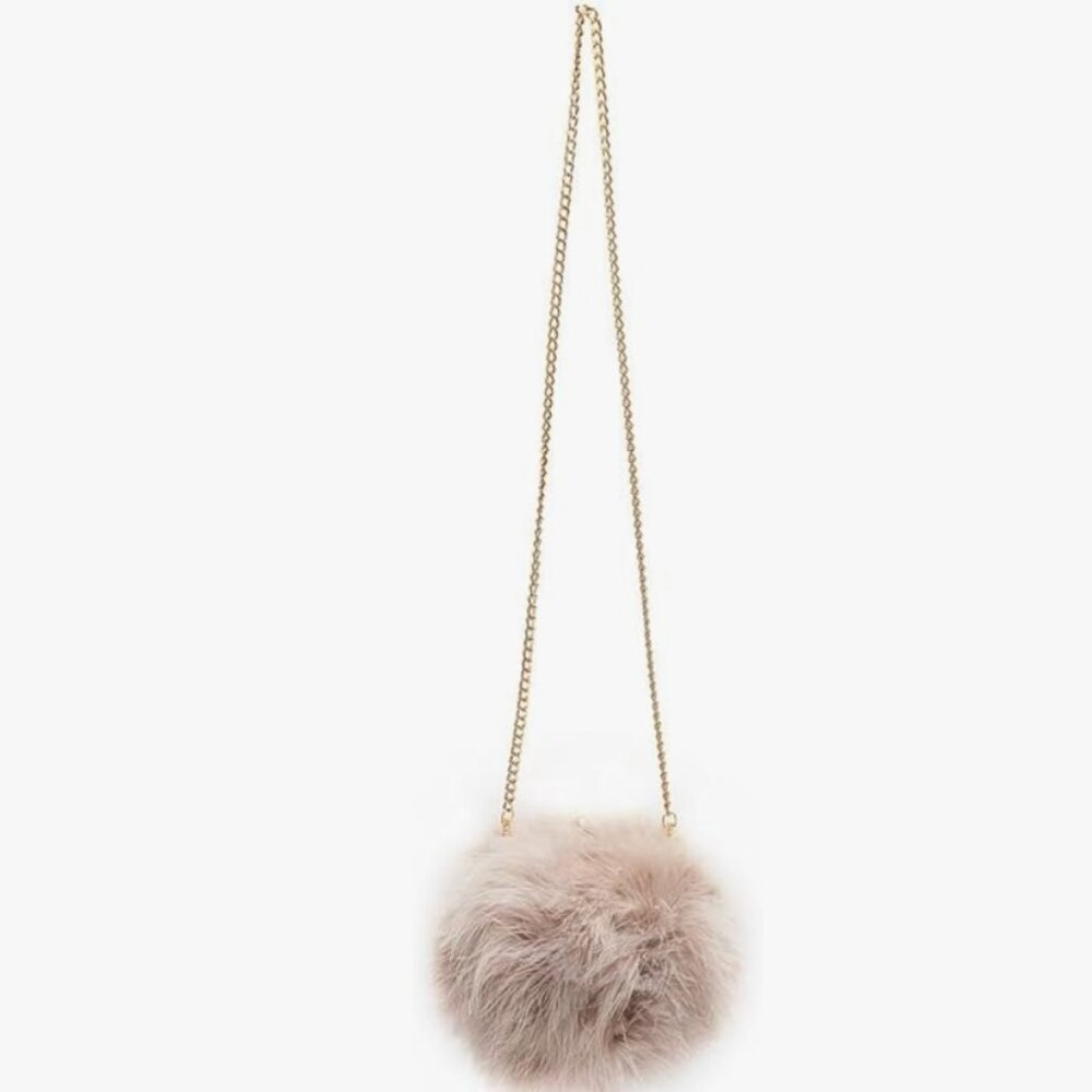 Elegant Fluffy Shoulder Bag - Cream/Blush - Picture 3 of 9
